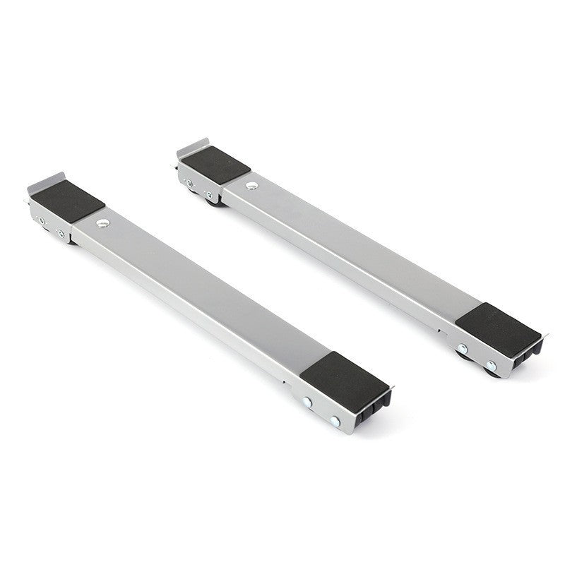 Two metal drawer slides on a white background