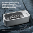 Ultrasonic cleaning machine with text highlighting features on a dark fabric background