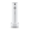 White electronic device with a cylindrical shape on a white background