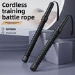 Cordless training battle rope with promotional text on a neutral background