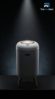 White cylindrical product with wooden accents on a dark background, featuring 'TheModNest' logo.