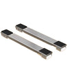 Set of metallic handles with black ends on a white background