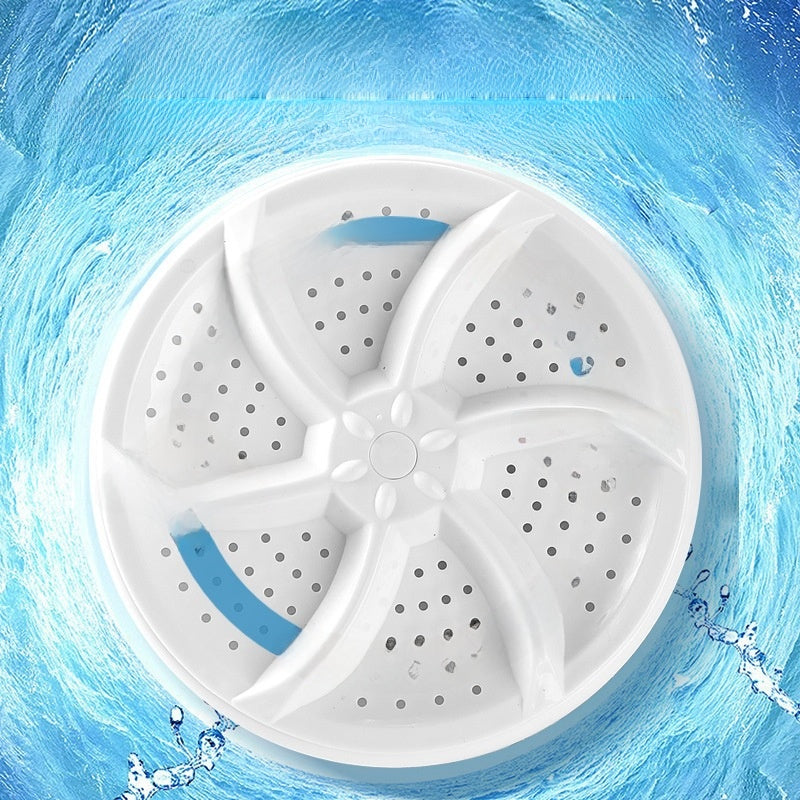 White circular object with blue accents on a blue water background