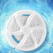 White circular object with blue accents on a blue water background