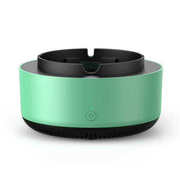 Green and black electronic device on a white background