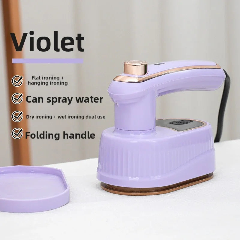 Purple iron with features listed on a white background