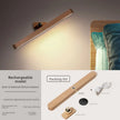 Wooden wall lamp with packaging list on a gray background