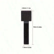 Black foam brush with measurements on a white background