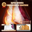 Advertisement for rapid thermal conversion of graphene with visual effects and text.