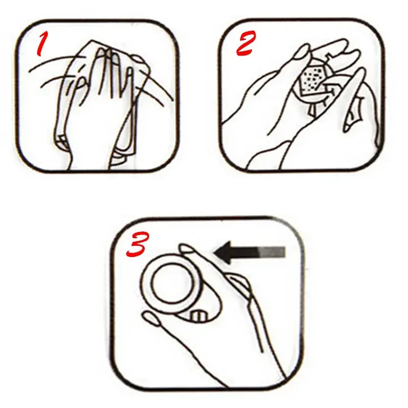 Step-by-step illustration of a hand holding a strawberry and placing it into a camera lens.