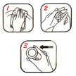 Step-by-step illustration of a hand holding a strawberry and placing it into a camera lens.