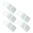 Set of five white silicone coasters on a white background