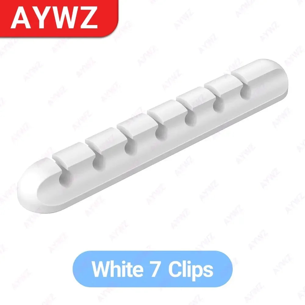 White clip holder with seven clips on a white background, branded 'AYWZ'.