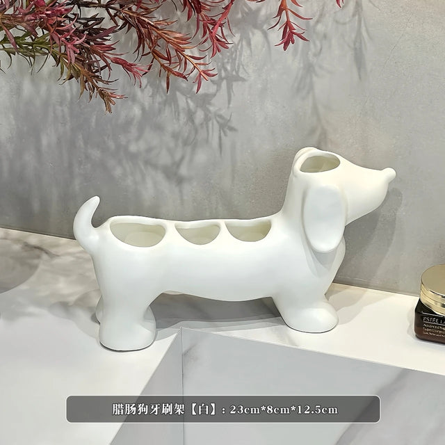 Dachshund Ceramic Electric Toothbrush Holder Storage Rack