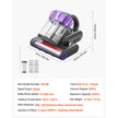 Handheld vacuum cleaner with specifications on a white background
