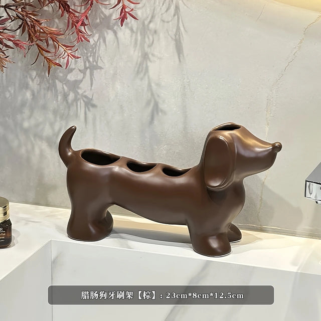 Dachshund Ceramic Electric Toothbrush Holder Storage Rack