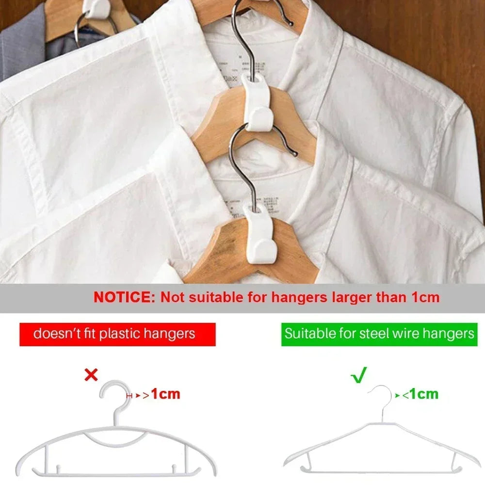 White shirt on a wooden hanger with compatibility notice for hangers