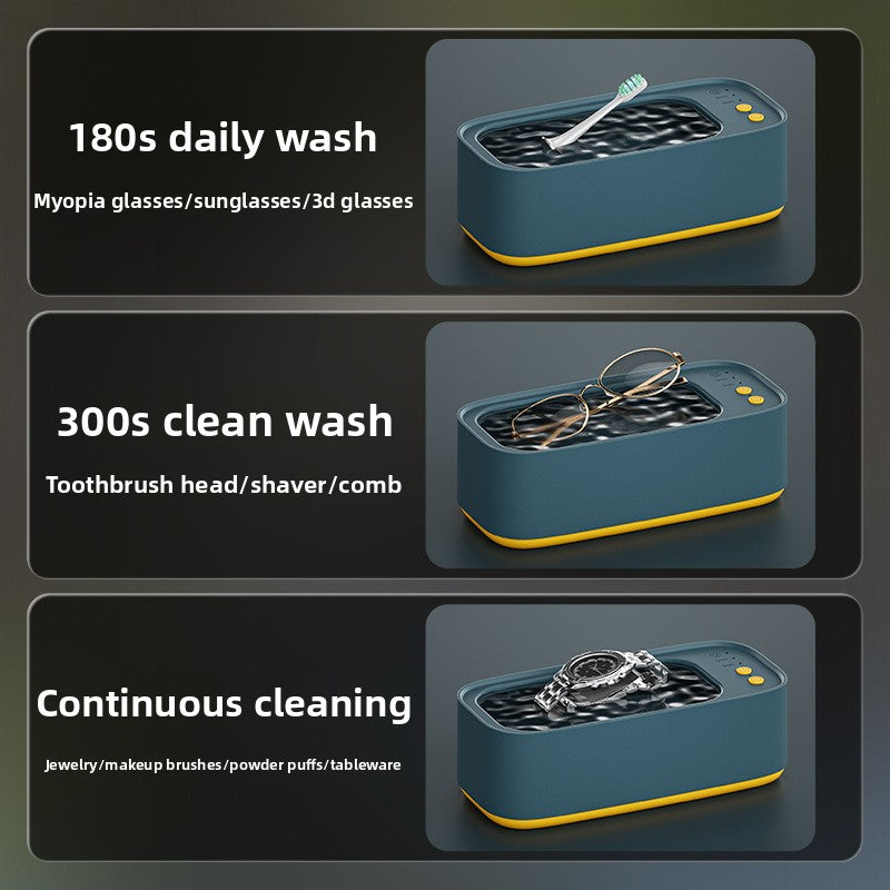 Glasses cleaner with different cleaning cycles shown on a dark background