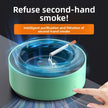 Green electronic device with a smoking cessation feature, displaying text about refusing second-hand smoke.
