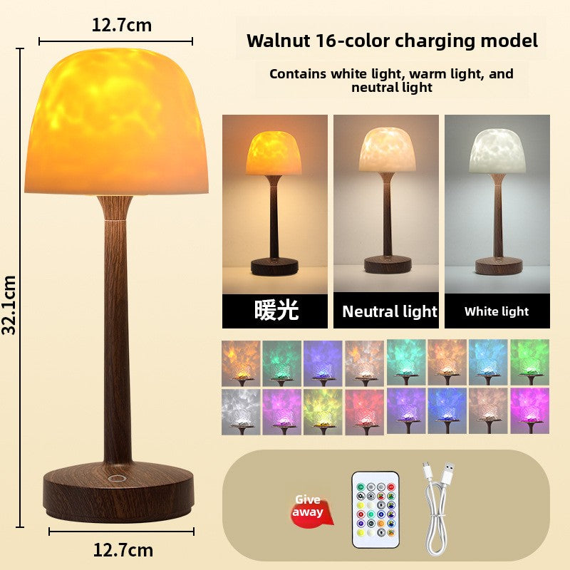 Wooden lamp with 16-color charging model on a beige background
