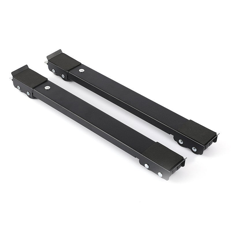 Two black metal brackets on a white background