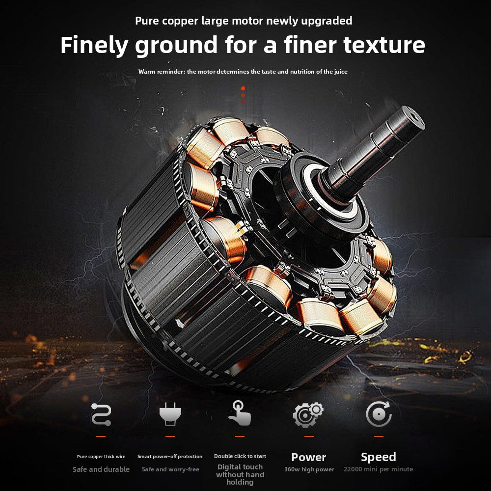 Motor with text about pure copper large motor and finer texture on a dark background